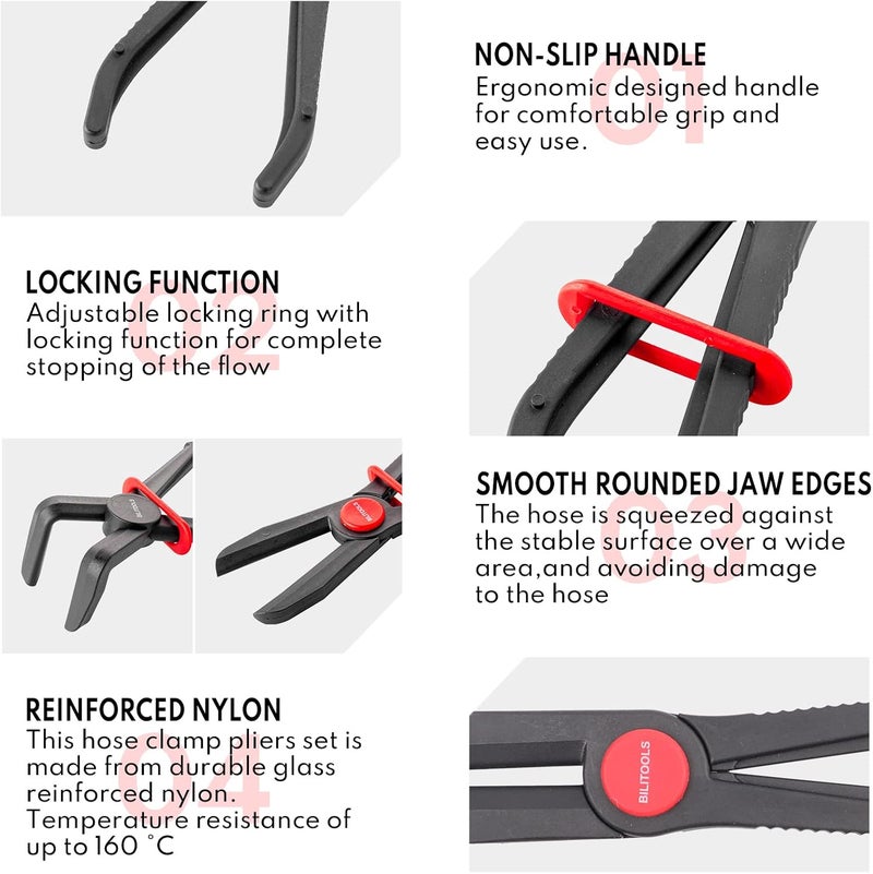 BILITOOLS Hose Pinch Off Pliers Clamp Pliers Plastic Straight & 90 Angled for Flexible Fuel Line Radiator Coolant Brake Line Hoses Clamp etc - Image 5